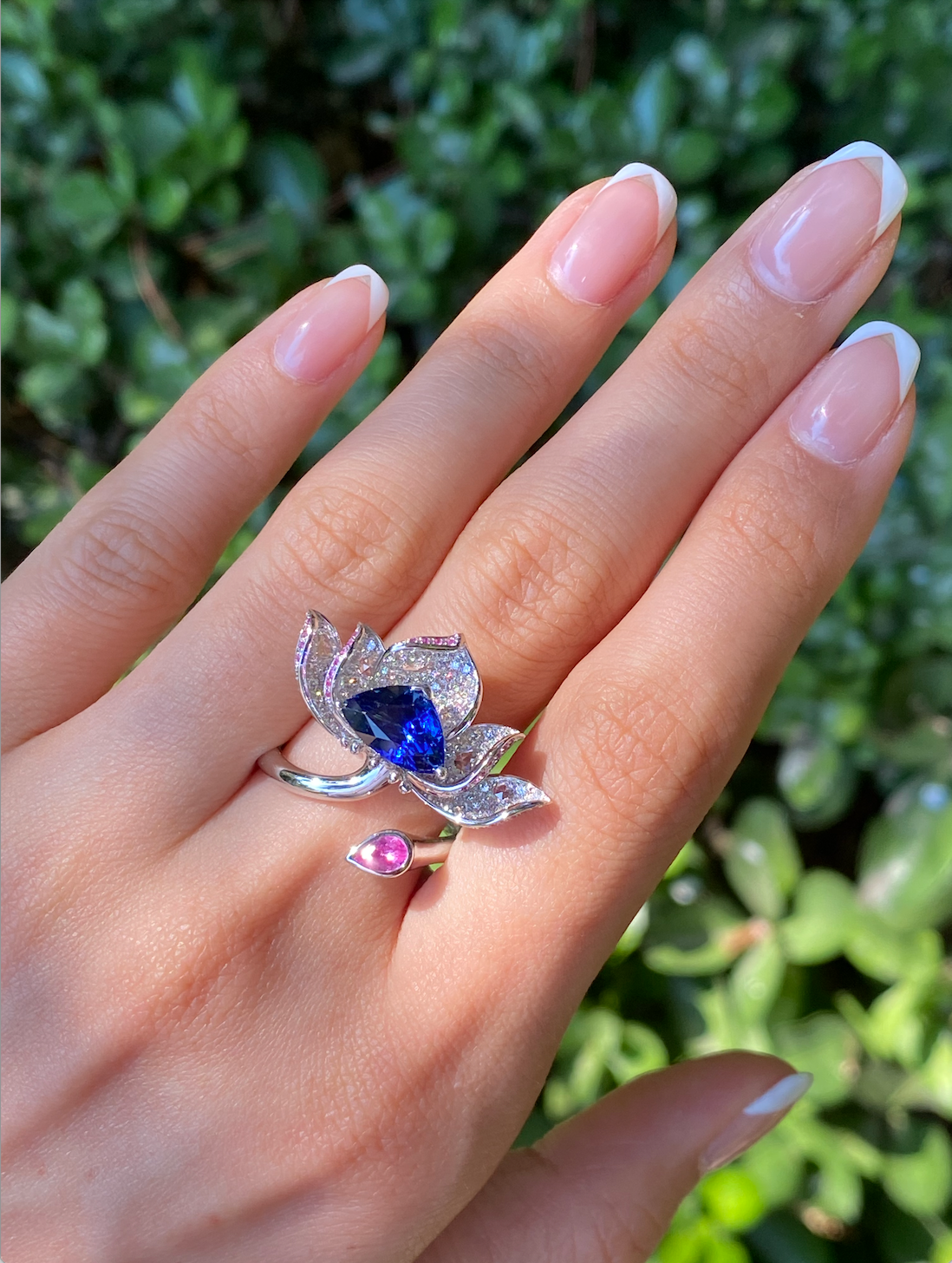 Blue Lotus sapphire ring